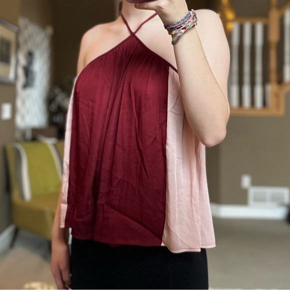 Red Flowy Top By Banana Republic. Brand new with tags! Silky and sexy. - Picture 1 of 4